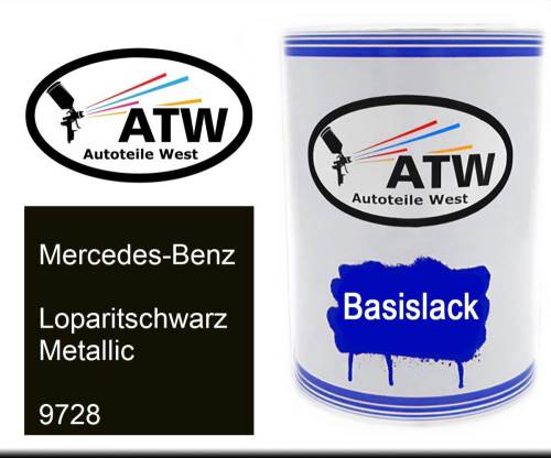 Mercedes-Benz, Loparitschwarz Metallic, 9728: 500ml Lackdose, von ATW Autoteile West.